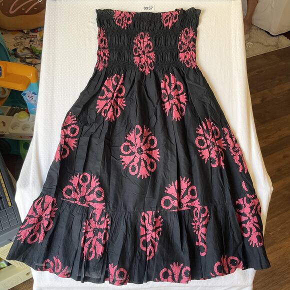 Moda International Women Dress M Black Floral Strapless A-Line - Picture 4 of 7